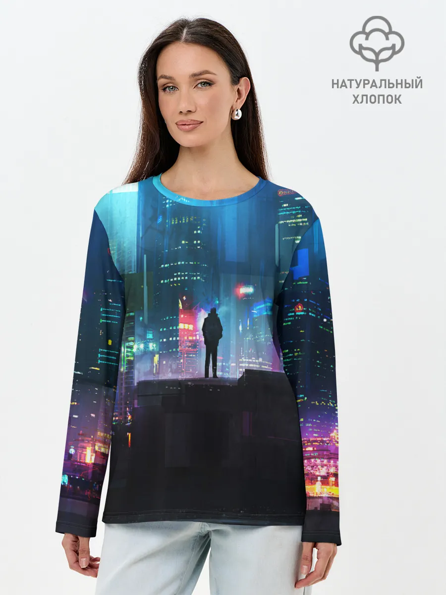 Лонгслив женский. Хлопок / CITY NEON