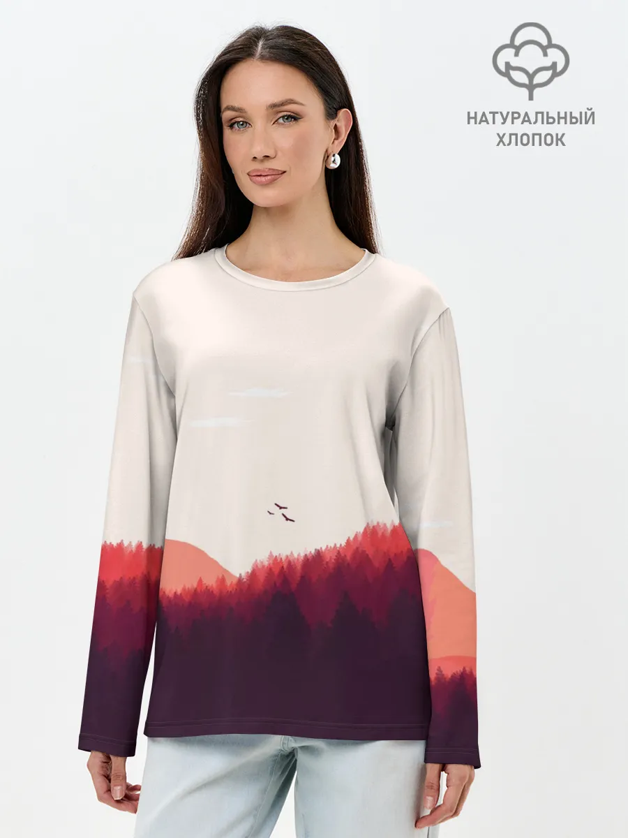 Лонгслив женский. Хлопок / Пейзаж №1