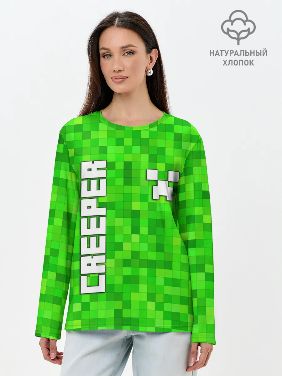 Лонгслив женский. Хлопок / MINECRAFT CREEPER