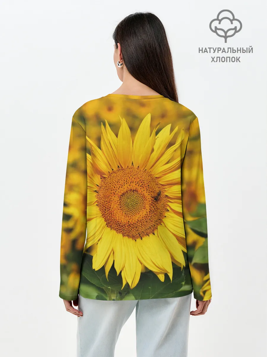 Лонгслив женский. Хлопок / Подсолнух