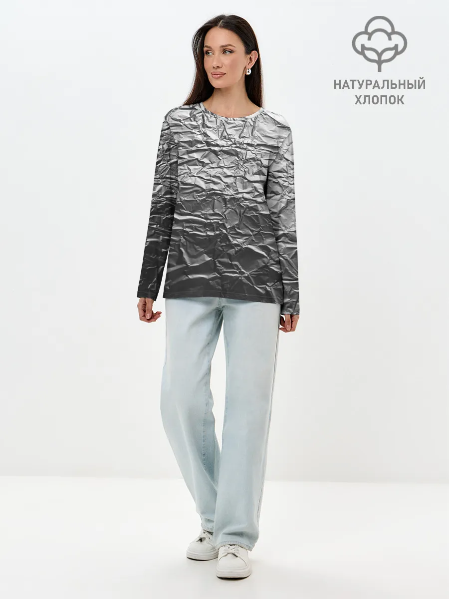 Лонгслив женский. Хлопок / Фольга