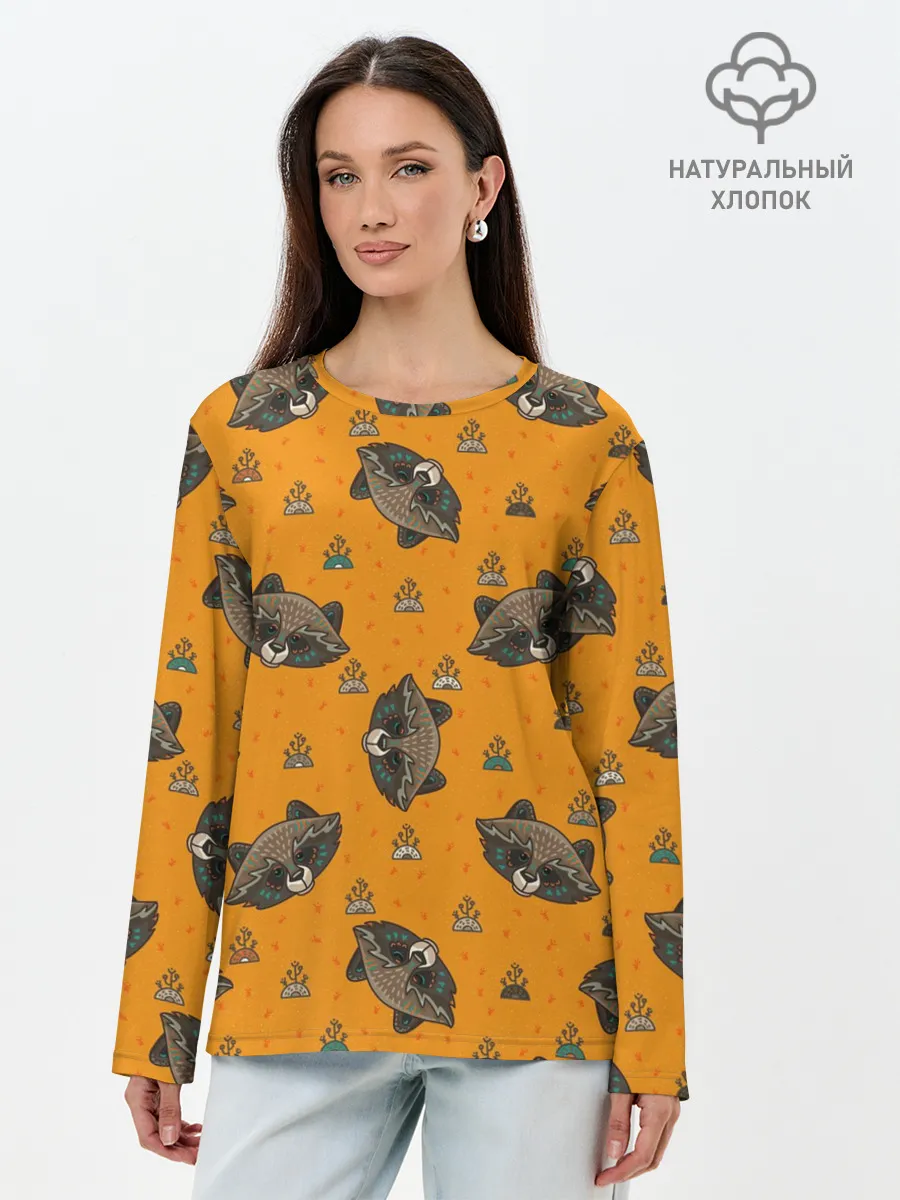 Лонгслив женский. Хлопок / Енотики