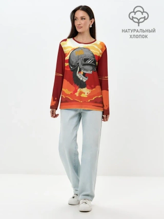 Лонгслив женский. Хлопок / PUBG Skull