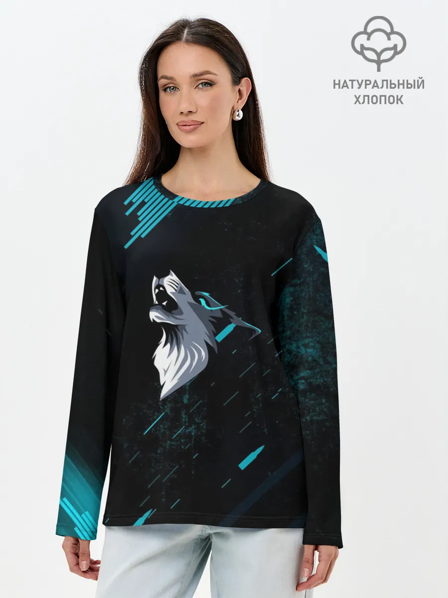 Лонгслив женский. Хлопок / Sky Wolf