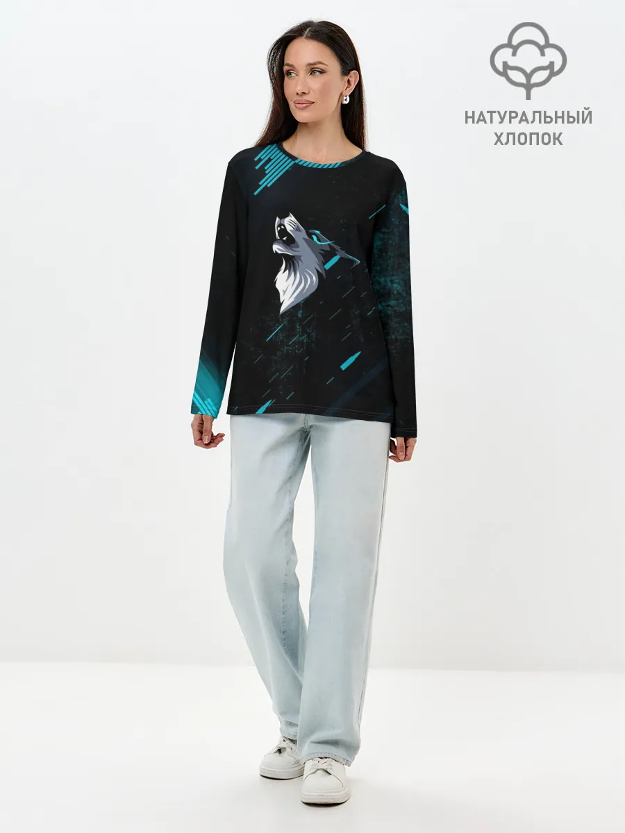 Лонгслив женский. Хлопок / Sky Wolf