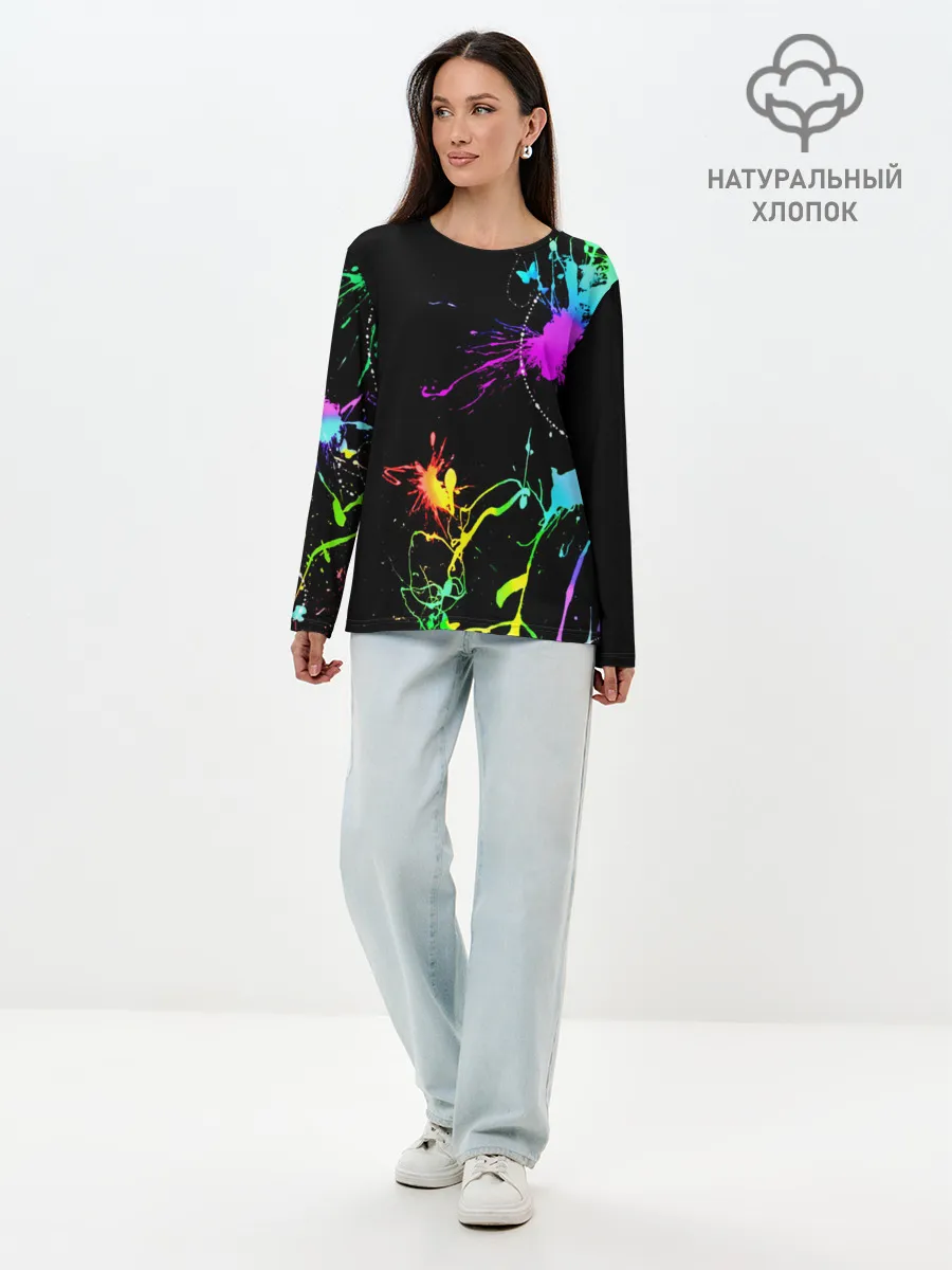 Лонгслив женский. Хлопок / НЕОНОВЫЕ КРАСКИ