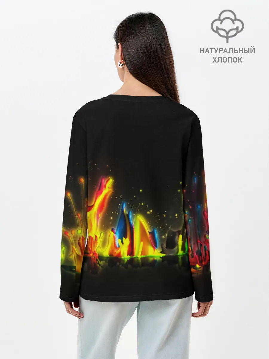 Лонгслив женский. Хлопок / КРАСКИ В НЕОНЕ