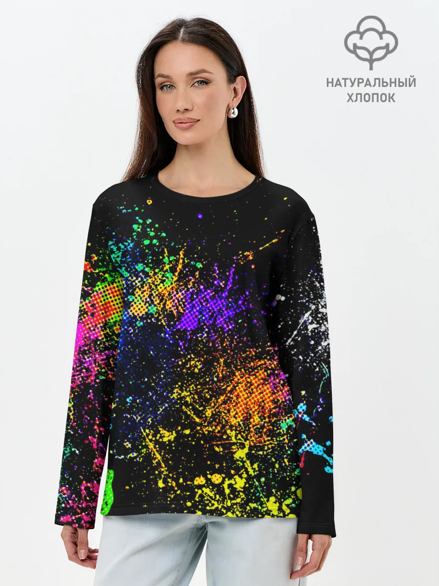 Лонгслив женский. Хлопок / БРЫЗКИ КРАСОК