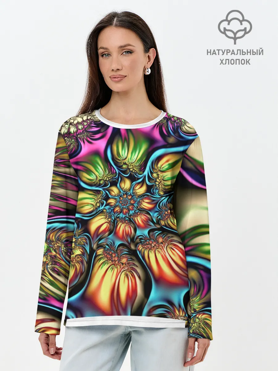 Лонгслив женский. Хлопок / Абстракция