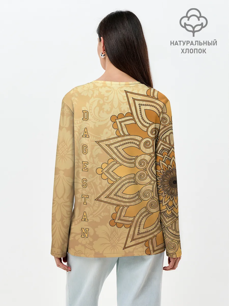 Лонгслив женский. Хлопок / Дагестан в золоте