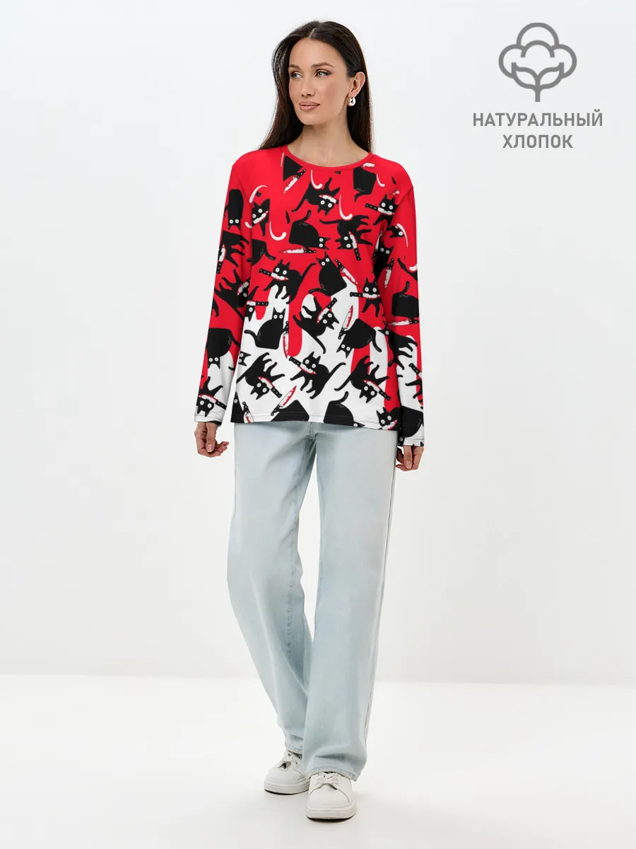 Лонгслив женский. Хлопок / WHAT CAT