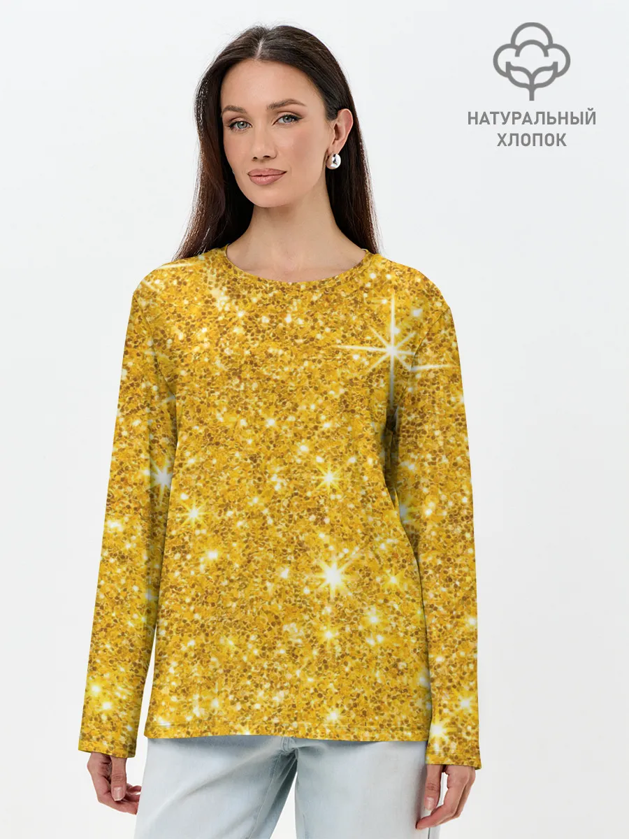 Лонгслив женский. Хлопок / Золотой блеск