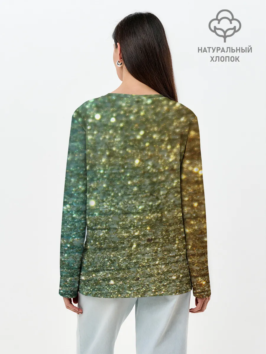 Лонгслив женский. Хлопок / Бирюзовый блеск