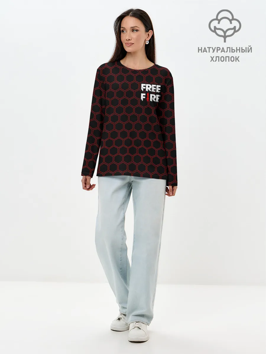 Лонгслив женский. Хлопок / FREE FIRE / ФРИ ФАЕР