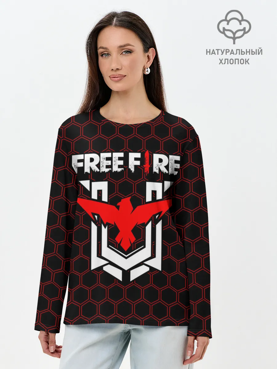 Лонгслив женский. Хлопок / FREE FIRE / ФРИ ФАЕР