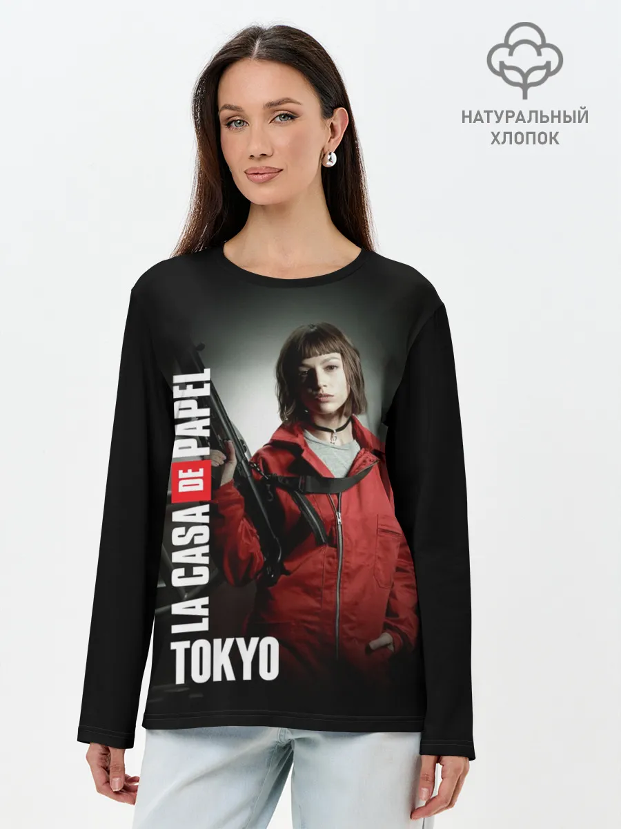 Лонгслив женский. Хлопок / Бумажный дом Токио