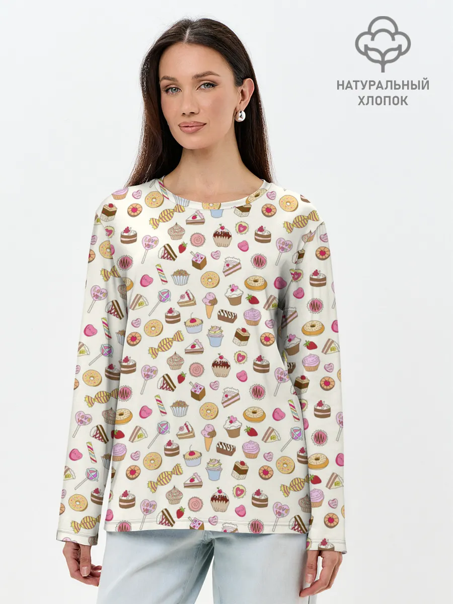 Лонгслив женский. Хлопок / Сладости
