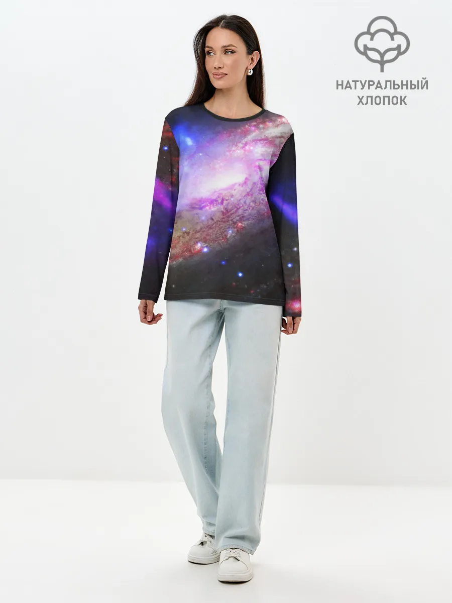 Лонгслив женский. Хлопок / Космическая спираль