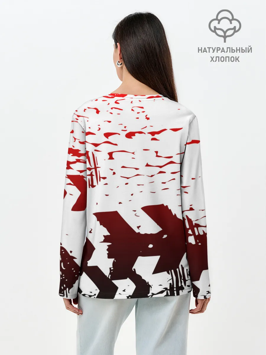 Лонгслив женский. Хлопок / KILLA красные следы