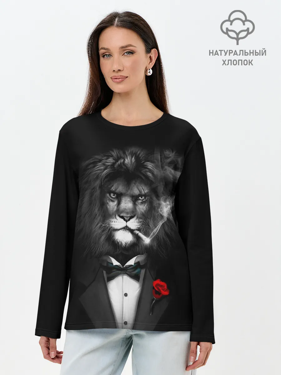 Лонгслив женский. Хлопок / Брутальный Лев