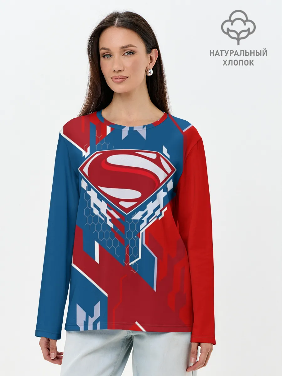 Лонгслив женский. Хлопок / Знак Супермен