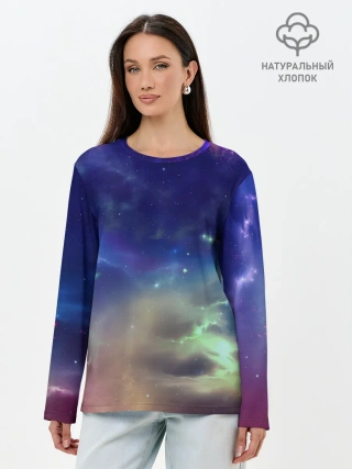 Лонгслив женский. Хлопок / Космическое сияние