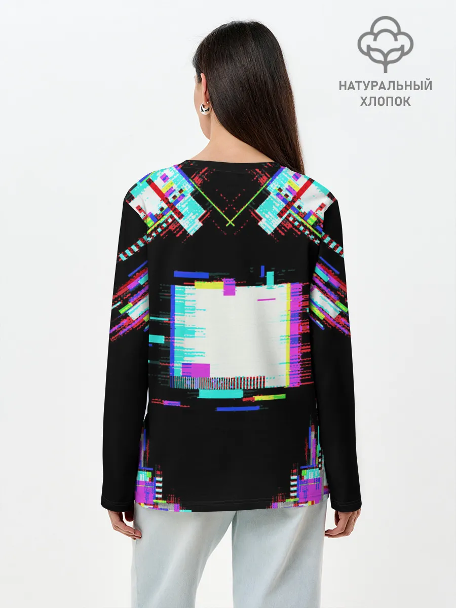 Лонгслив женский. Хлопок / Glitch VHS