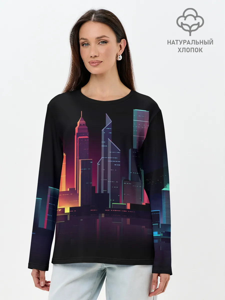 Лонгслив женский. Хлопок / Neon City