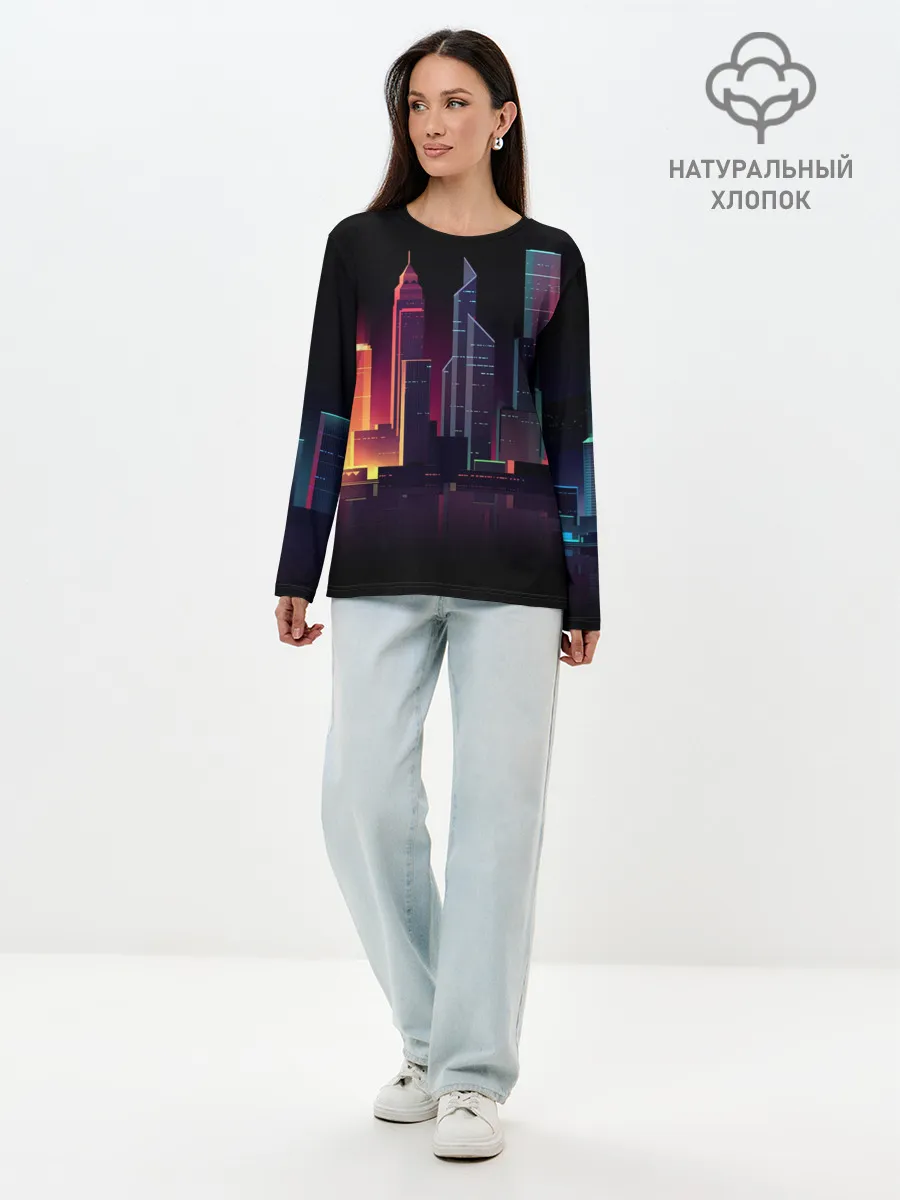 Лонгслив женский. Хлопок / Neon City