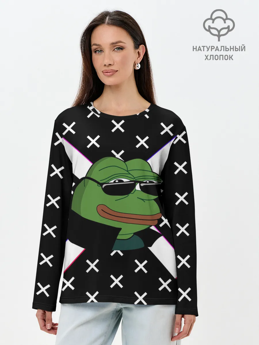 Лонгслив женский. Хлопок / Pepe в очках EZ