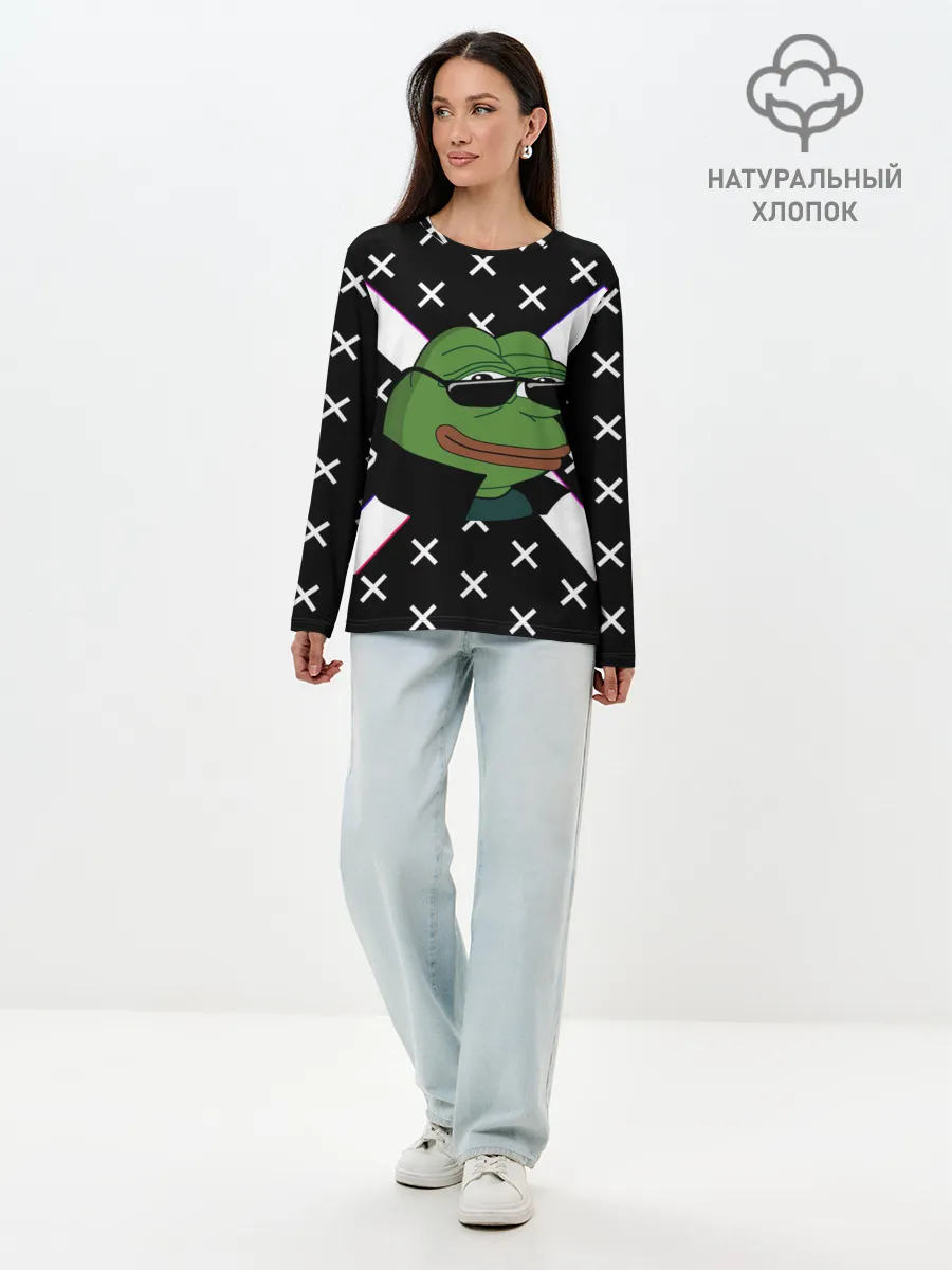 Лонгслив женский. Хлопок / Pepe в очках EZ