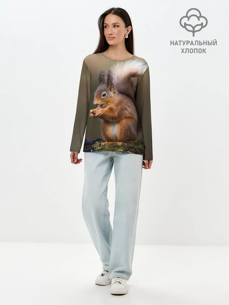 Лонгслив женский. Хлопок / Белка