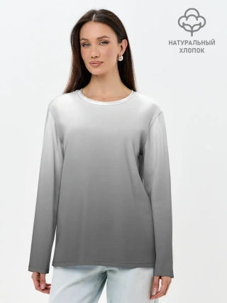 Лонгслив женский. Хлопок / Черно-белый градиент