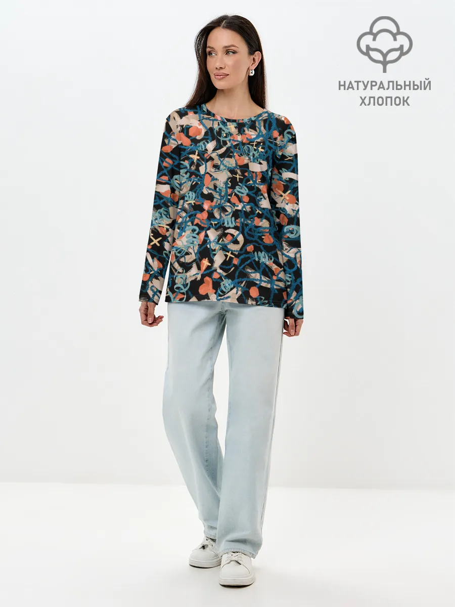 Лонгслив женский. Хлопок / Линии в пространстве