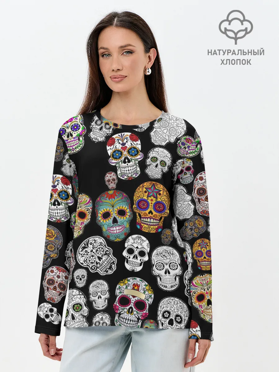 Лонгслив женский. Хлопок / Мексиканский праздник