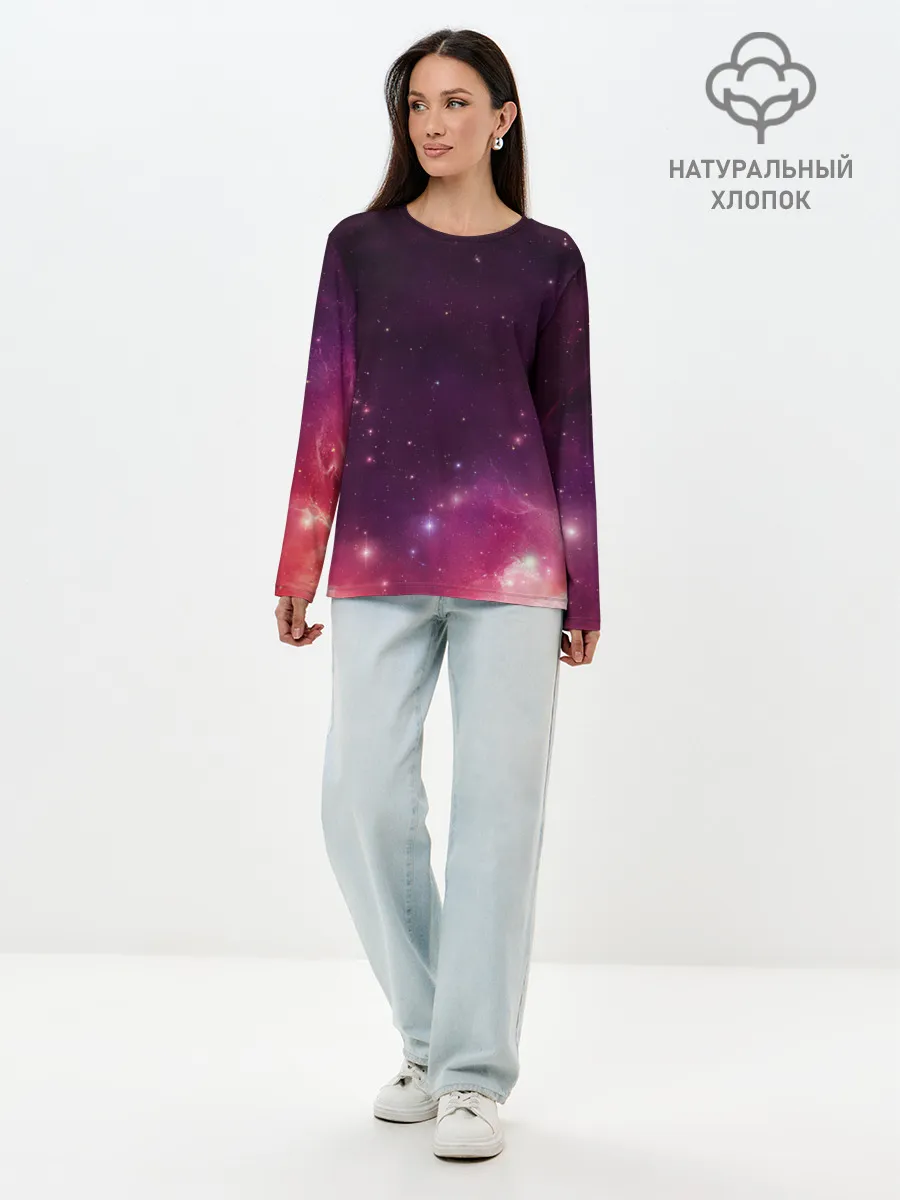 Лонгслив женский. Хлопок / Космическая вспышка
