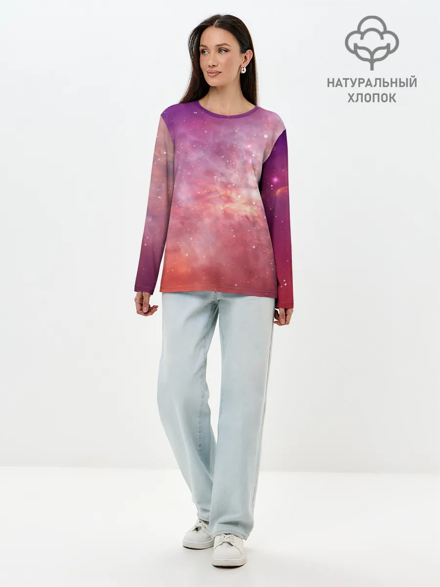 Лонгслив женский. Хлопок / Космическое небо