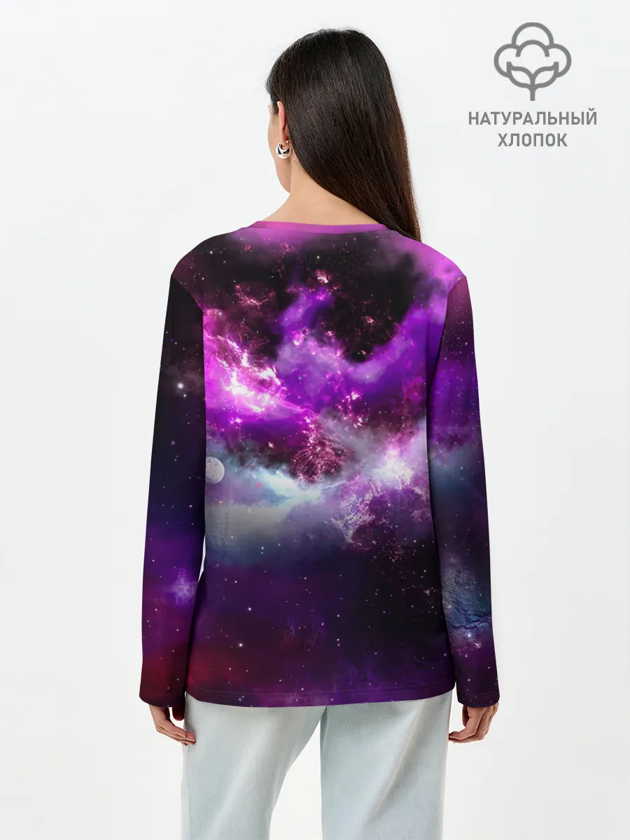 Лонгслив женский. Хлопок / Космическое небо