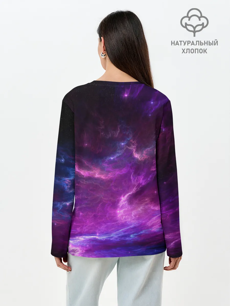Лонгслив женский. Хлопок / Космическое небо