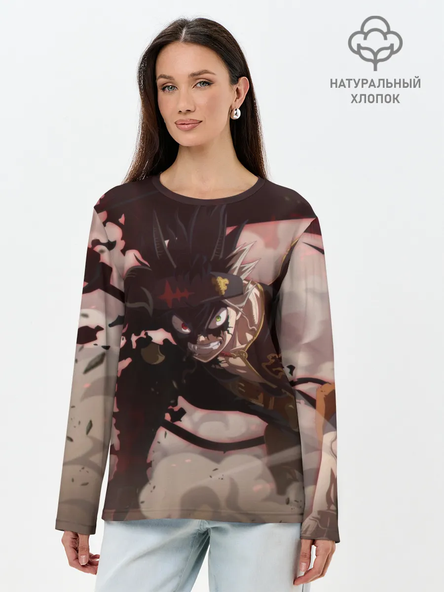 Лонгслив женский. Хлопок / Астер в боевой позе