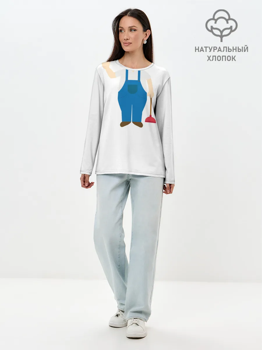 Лонгслив женский. Хлопок / Я - сантехник