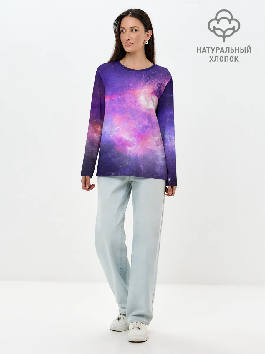 Лонгслив женский. Хлопок / Космические дали