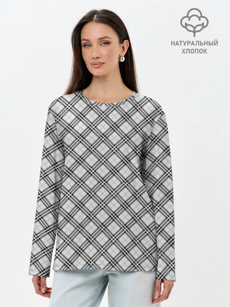 Лонгслив женский. Хлопок / Костюм в клетку