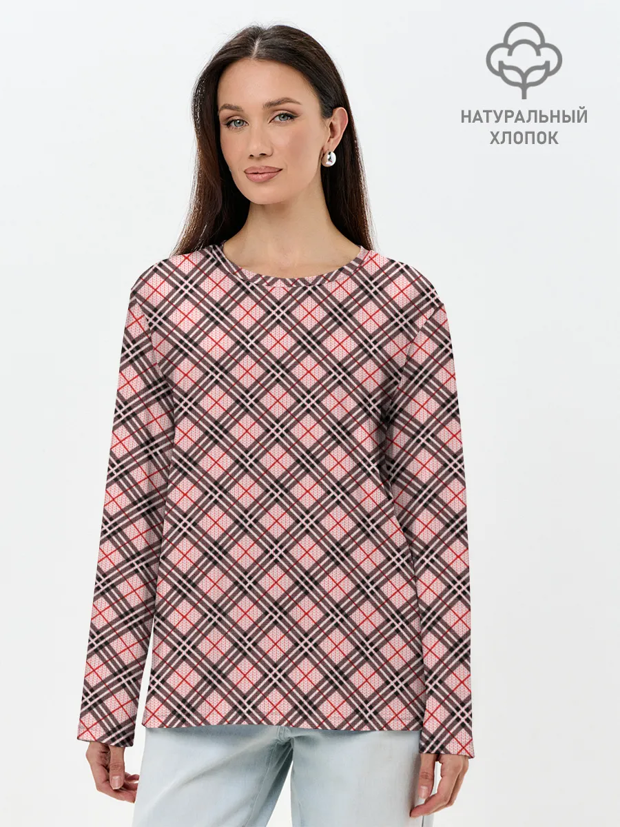 Лонгслив женский. Хлопок / Костюм в клетку