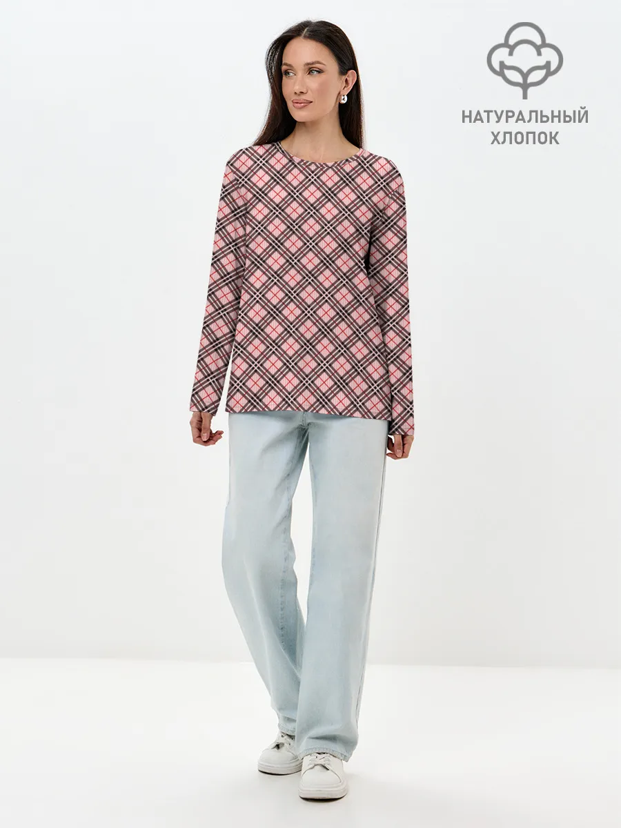 Лонгслив женский. Хлопок / Костюм в клетку