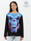 Лонгслив женский. Хлопок / Череп Психоделика