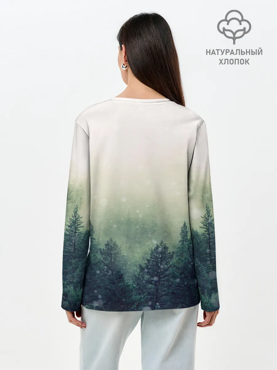 Лонгслив женский. Хлопок / Волк