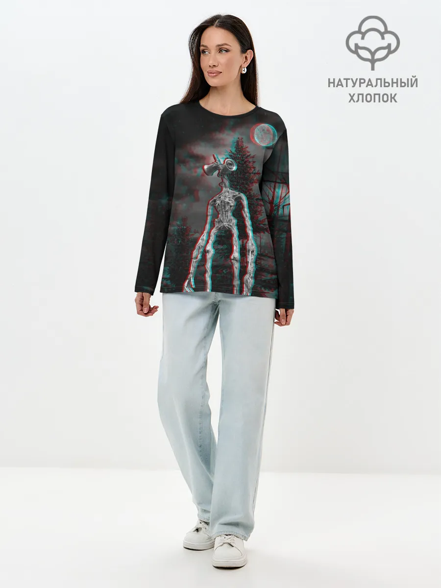 Лонгслив женский. Хлопок / Siren Head Horror