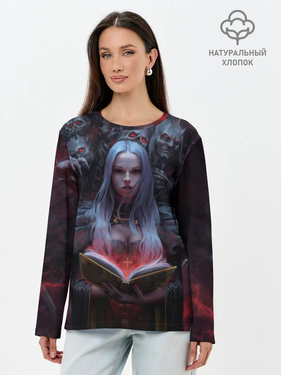 Лонгслив женский. Хлопок / Demonic book