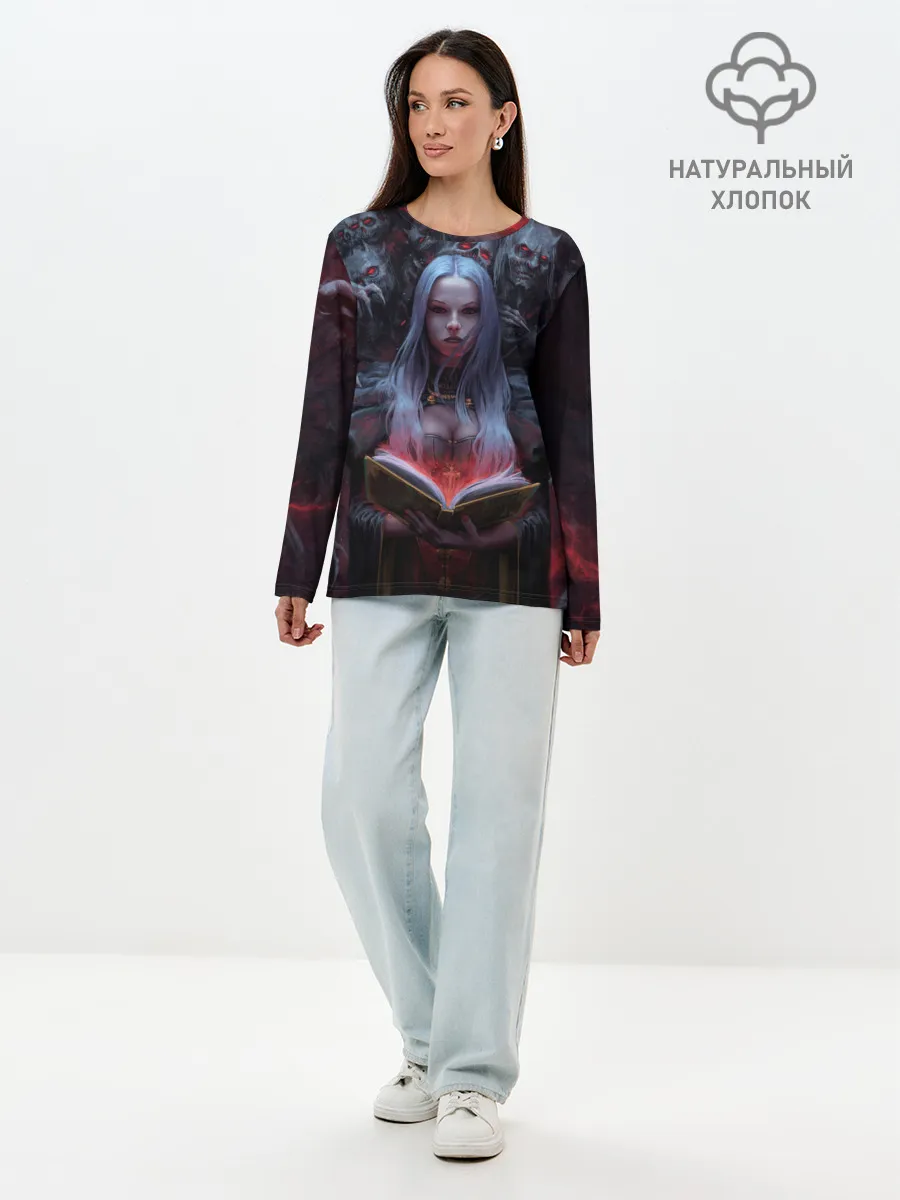 Лонгслив женский. Хлопок / Demonic book